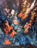 Fiori arancio, ombre blu
